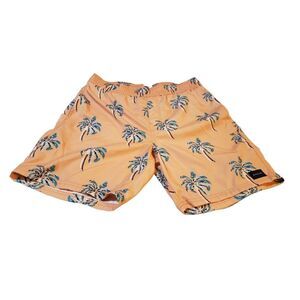 Rip Curl LayDays Swim‎ Trunks Size Medium Elastic Waistband Orange Palm Trees
